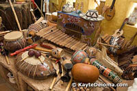 Musical instruments, from pre-Hispanic to modern, at the Mexican Folk Art Museum.