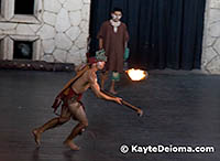 The pre-Hispanic burning ball game, Uarhukua at the Xcaret Night Spectacular. 