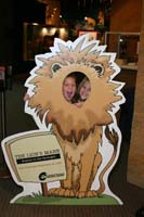 Sarah and Becca as the two headed lion at the Cleveland Museum of Natural History, Cleveland, Ohio.