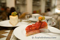 Cheesecake and strawberry cake at Bazzar Caffé, Dusseldorf