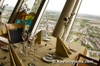 Top 180 with a rotating view of the city from the Rheinturm, Dusseldorf