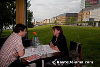 Upstairs dining room at the Apollo Theater overlooking the Rhine Promenade