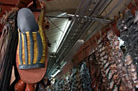 Maximo Pelayo's giant huarache sandal on display at Mercado Libertad (San Juan de Dios), Guadalajara, Mexico.