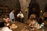 Cellar tours visit La Cava (the cellar) to sample the elite Reserva de la Familia tequila at Mundo Cuervo, Jose Cuervo's distillery tour in Tequila, Jalisco, Mexico.