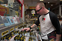 Stephen Widmer from Phoenix stops by Amoeba Music in Hollywood whenever he's in Los Angeles. Š Kayte Deioma