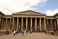 The south front of the British Museum features a Greek Revival colonnade designed by Sir Robert Smirke in 1923 to replace the original structure, which they had outgrown.  It wasn't completed until 1852.