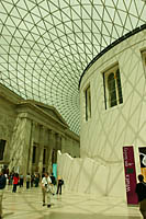 The Great Court of the British Museum encloses what used to be an outdoor courtyard and has a circular reading room at its center.