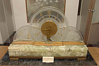 Charles Cameron Baillie's Art Deco clock with illuminated glass panels, green onyx with ormolu, etched glass from the 1st Class Main Lounge.