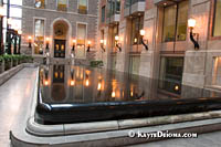 18th century fountain by French architect and sculptor Dieudonné-Barthélemy Guibal at the Montreal World Trade Center. Š Kayte Deioma
