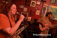 Rebecca Barry and the FEMA No Checks, with  Sugar Bear on bass at the Apple Barrel on Frenchmen Street in the Faubourg Marigny neighborhood of New Orleans, LA 