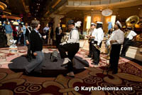 Harrah's Jazz Band parades through the Casino.