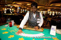 A blackjack dealer at Harrah's