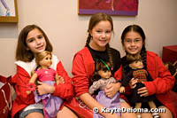 Briana, Brooke and Mia from Raleigh, NC with their American Girl dolls at American Girl Place