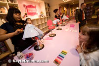 Sarah gets her doll's hair done at the Doll Beauty Salon at American Girl Place