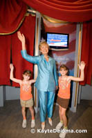 Sarah and Becca with a wax Hilary Clinton