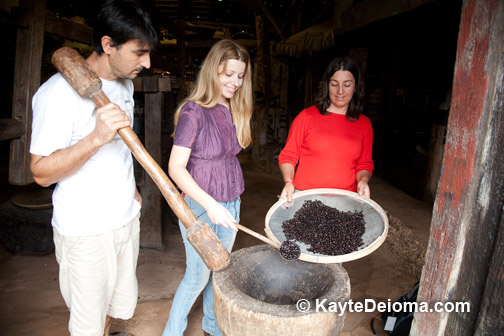 Dark coffee beans ready for grinding