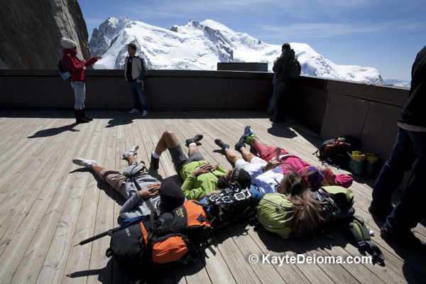 Climbers Taking a Break at Aiguille du Midi